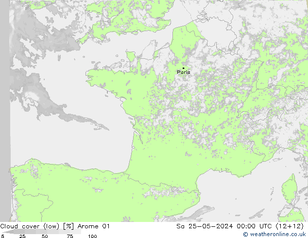 облака (низкий) Arome 01 сб 25.05.2024 00 UTC