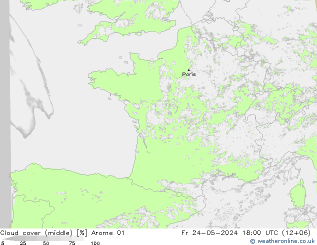 Wolken (mittel) Arome 01 Fr 24.05.2024 18 UTC