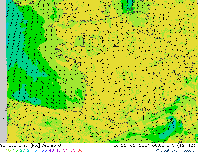 Bodenwind Arome 01 Sa 25.05.2024 00 UTC