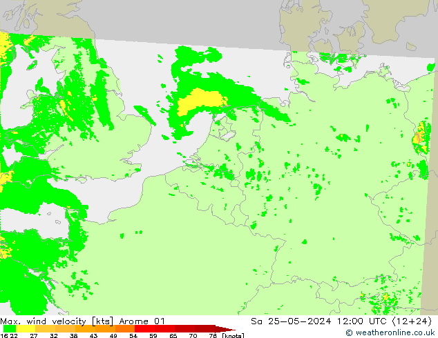 Max. wind velocity Arome 01 сб 25.05.2024 12 UTC