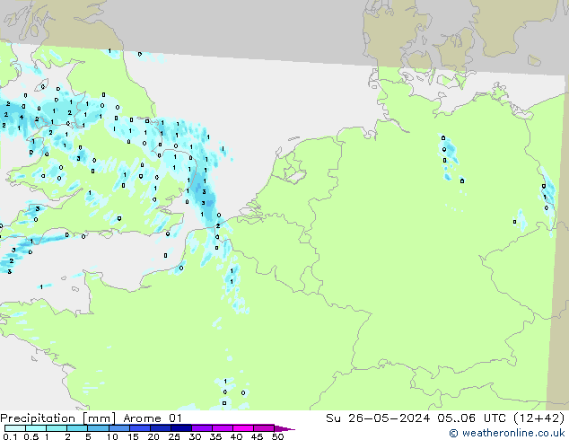 Precipitazione Arome 01 dom 26.05.2024 06 UTC