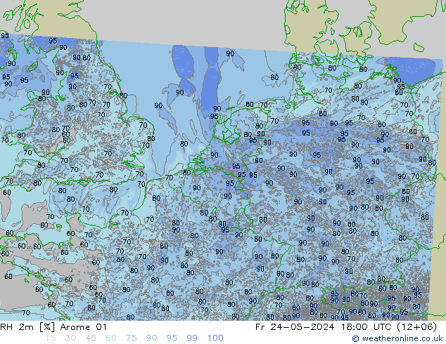 RH 2m Arome 01 Fr 24.05.2024 18 UTC