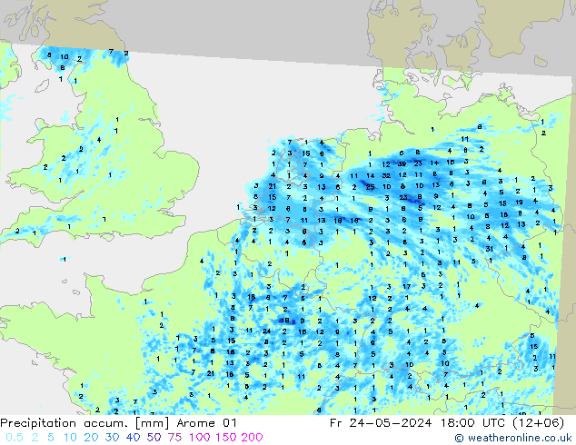 Precipitation accum. Arome 01 Sex 24.05.2024 18 UTC