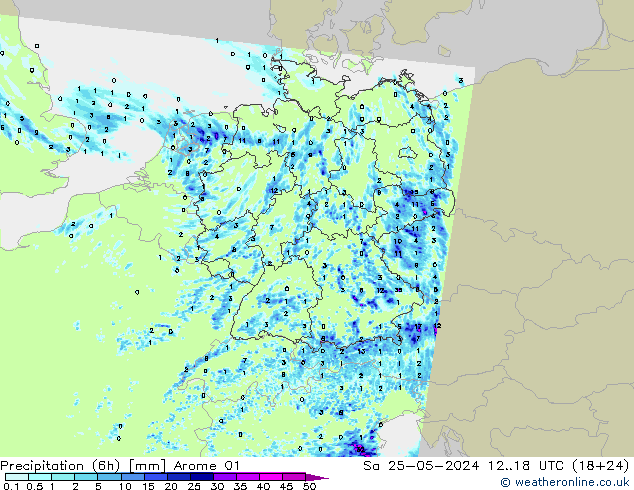 Nied. akkumuliert (6Std) Arome 01 Sa 25.05.2024 18 UTC