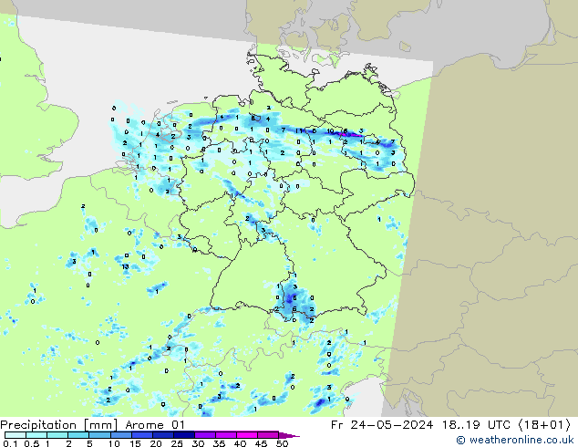 Précipitation Arome 01 ven 24.05.2024 19 UTC