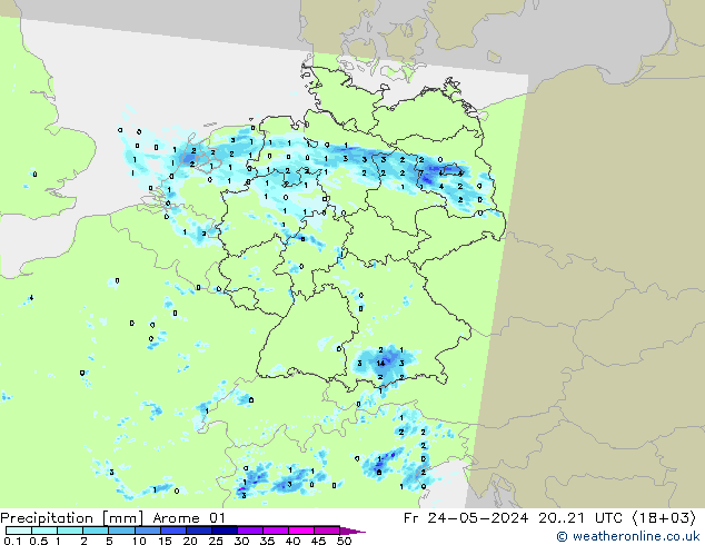 Niederschlag Arome 01 Fr 24.05.2024 21 UTC