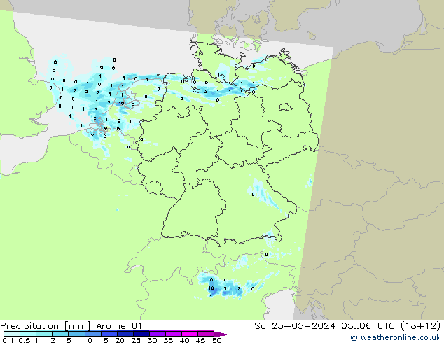 Precipitation Arome 01 Sa 25.05.2024 06 UTC