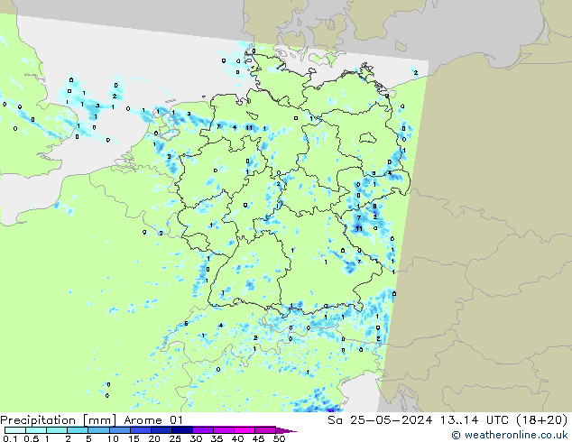 Precipitazione Arome 01 sab 25.05.2024 14 UTC