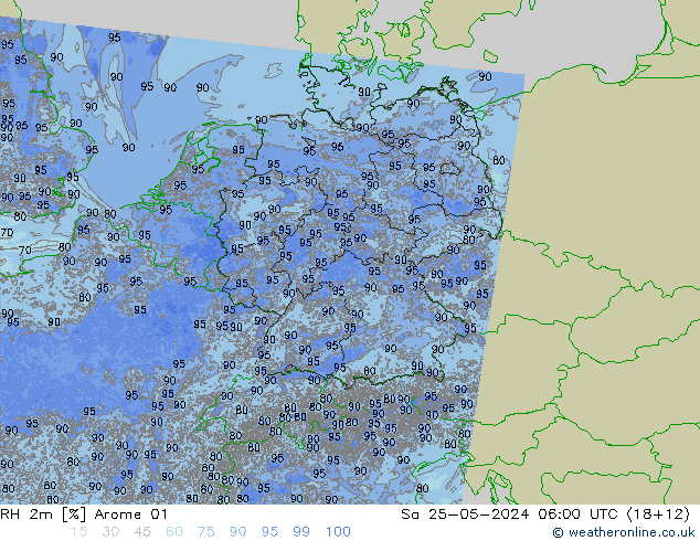 RH 2m Arome 01 Sa 25.05.2024 06 UTC