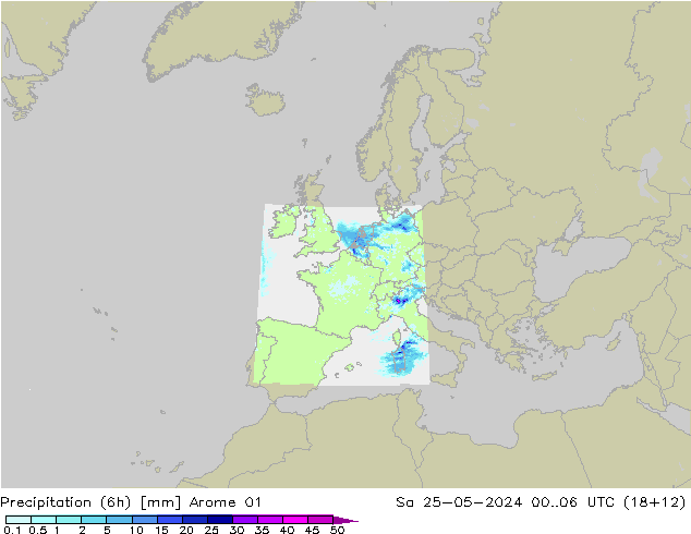 Precipitação (6h) Arome 01 Sáb 25.05.2024 06 UTC