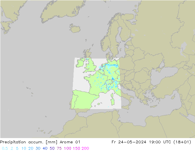 Precipitación acum. Arome 01 vie 24.05.2024 19 UTC