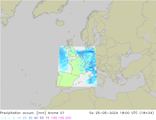 Nied. akkumuliert Arome 01 Sa 25.05.2024 18 UTC