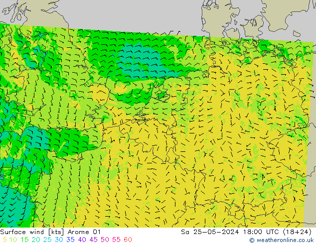 Bodenwind Arome 01 Sa 25.05.2024 18 UTC