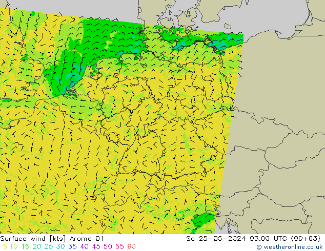 Surface wind Arome 01 Sa 25.05.2024 03 UTC