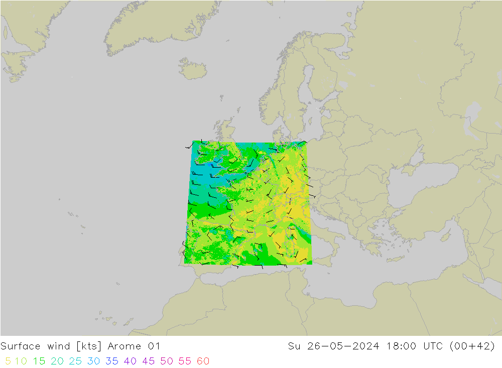 Surface wind Arome 01 Su 26.05.2024 18 UTC