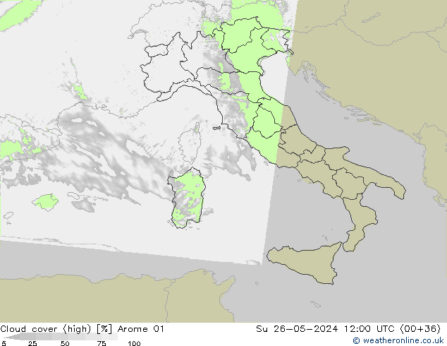 zachmurzenie (wysokie) Arome 01 nie. 26.05.2024 12 UTC