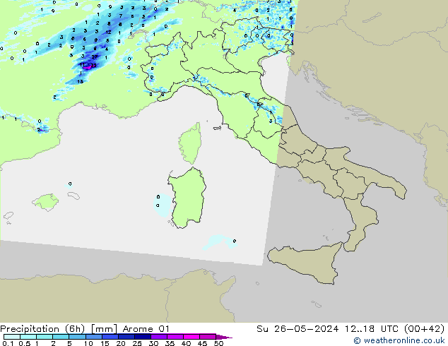 Nied. akkumuliert (6Std) Arome 01 So 26.05.2024 18 UTC