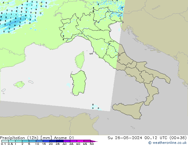 Precipitation (12h) Arome 01 Su 26.05.2024 12 UTC