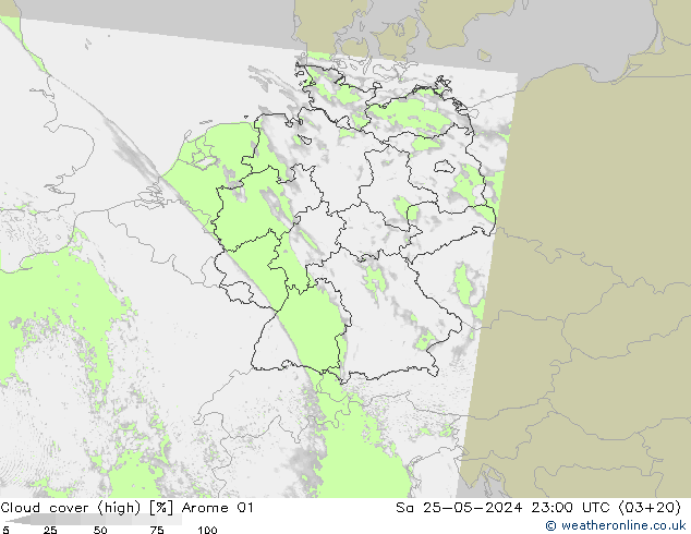 vysoký oblak Arome 01 So 25.05.2024 23 UTC