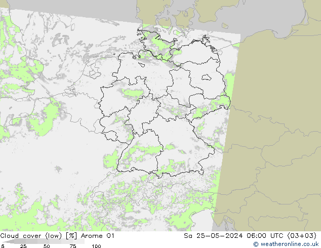 Wolken (tief) Arome 01 Sa 25.05.2024 06 UTC