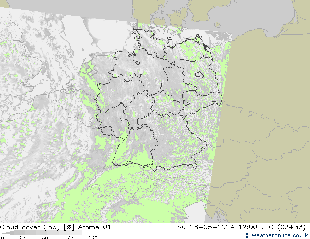 nízká oblaka Arome 01 Ne 26.05.2024 12 UTC