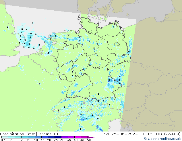 Precipitation Arome 01 Sa 25.05.2024 12 UTC