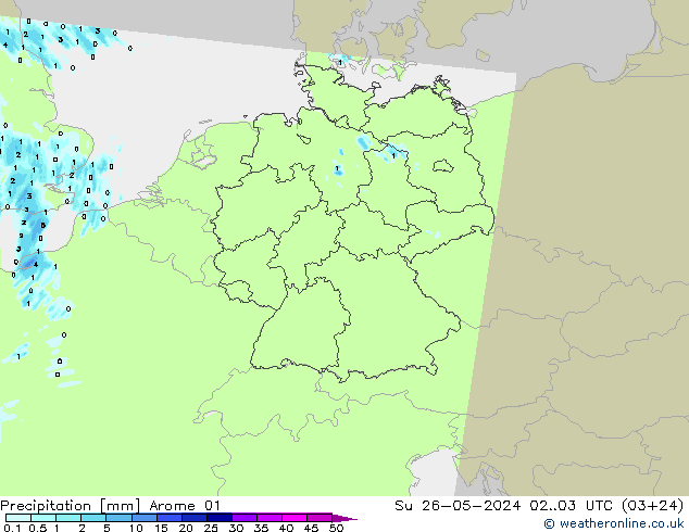 Precipitación Arome 01 dom 26.05.2024 03 UTC