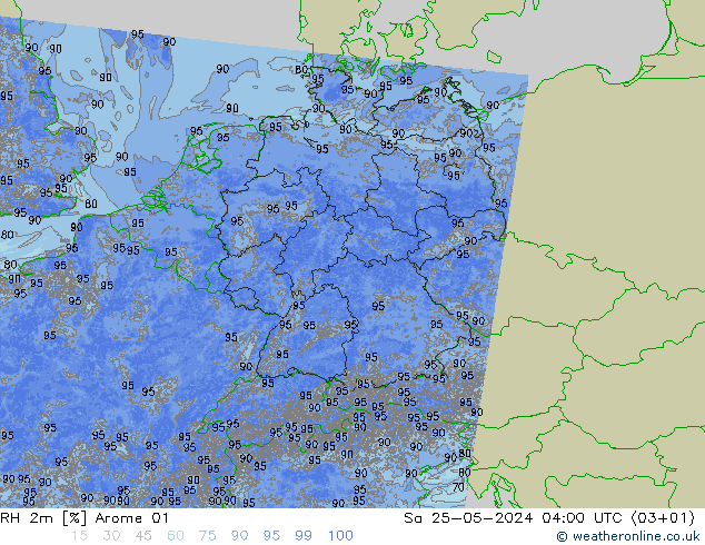 RH 2m Arome 01 Sa 25.05.2024 04 UTC