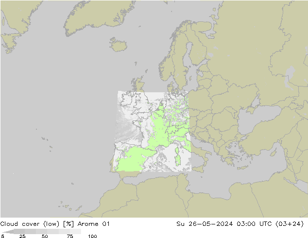 Nubi basse Arome 01 dom 26.05.2024 03 UTC