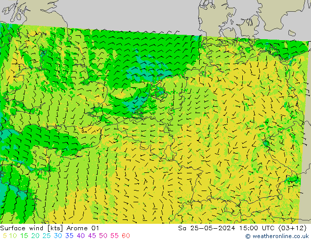 ветер 10 m Arome 01 сб 25.05.2024 15 UTC