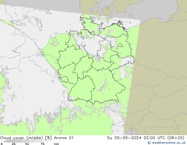 Nuages (moyen) Arome 01 dim 26.05.2024 02 UTC
