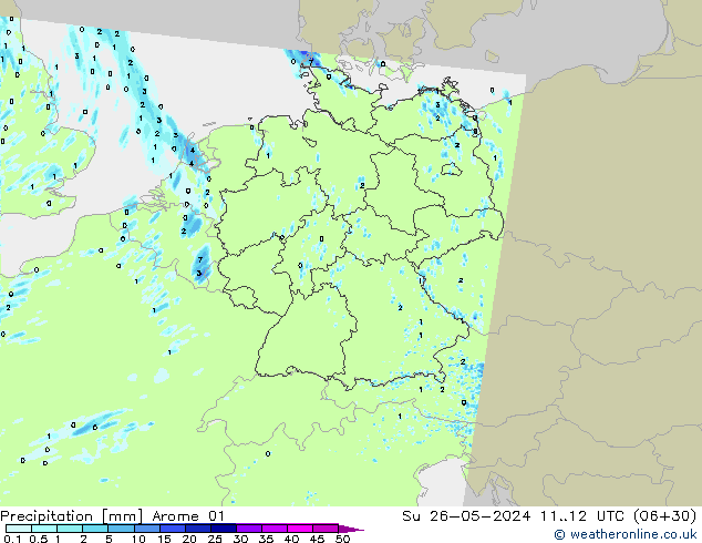 Precipitation Arome 01 Su 26.05.2024 12 UTC