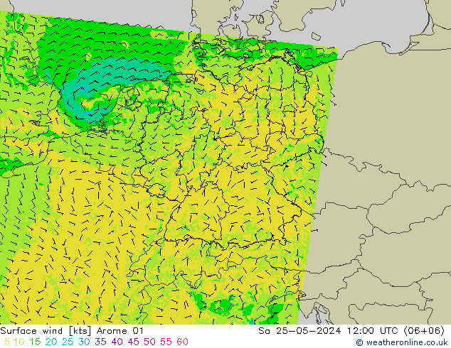 Surface wind Arome 01 Sa 25.05.2024 12 UTC