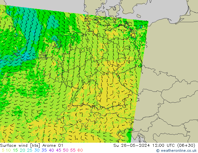 Surface wind Arome 01 Su 26.05.2024 12 UTC