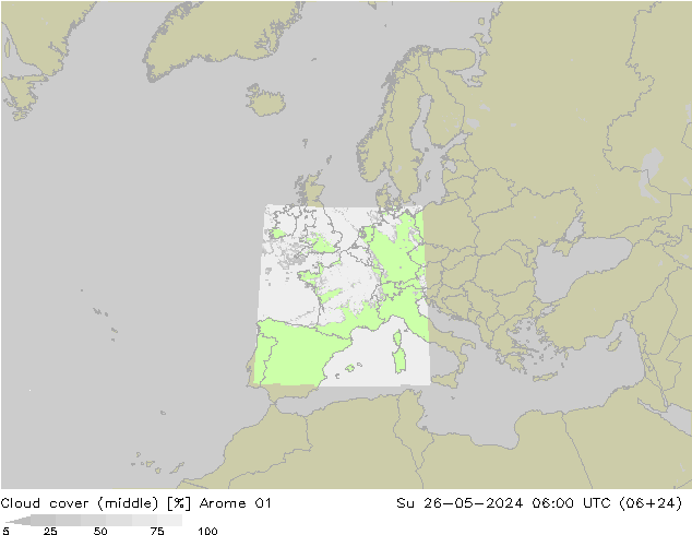 Nubi medie Arome 01 dom 26.05.2024 06 UTC