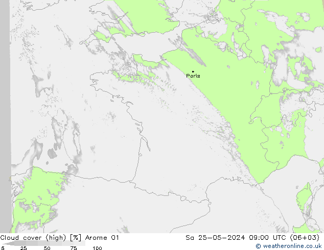 Wolken (hohe) Arome 01 Sa 25.05.2024 09 UTC