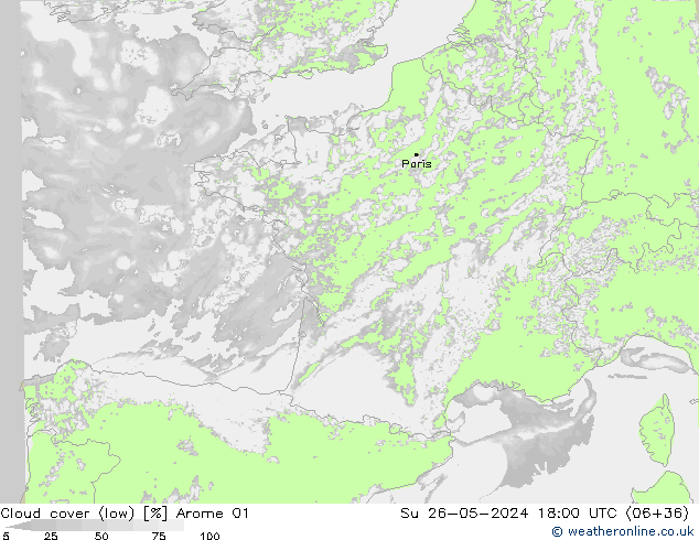 nuvens (baixo) Arome 01 Dom 26.05.2024 18 UTC