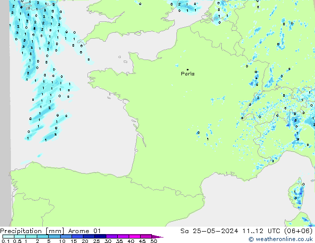 Precipitation Arome 01 Sa 25.05.2024 12 UTC