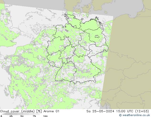 Nubi medie Arome 01 sab 25.05.2024 15 UTC