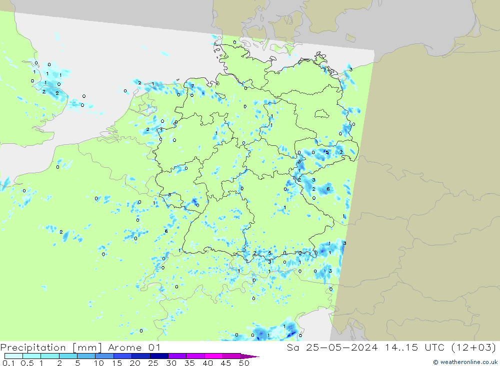 降水 Arome 01 星期六 25.05.2024 15 UTC