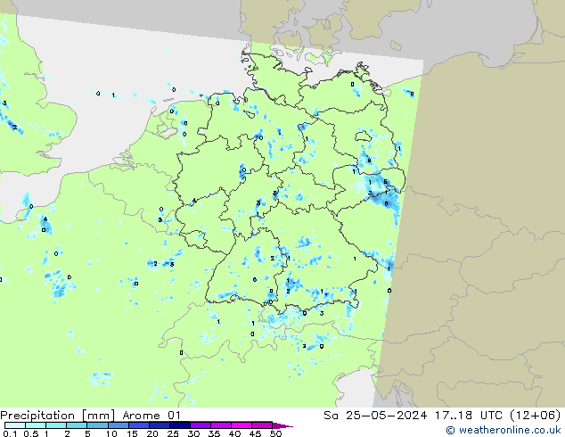 Neerslag Arome 01 za 25.05.2024 18 UTC