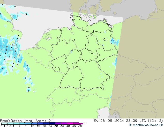 Niederschlag Arome 01 So 26.05.2024 00 UTC