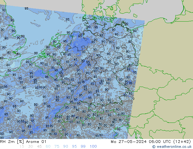 RH 2m Arome 01 lun 27.05.2024 06 UTC