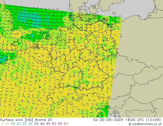 Bodenwind Arome 01 Sa 25.05.2024 18 UTC