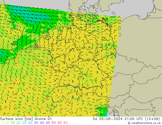 Surface wind Arome 01 Sa 25.05.2024 21 UTC