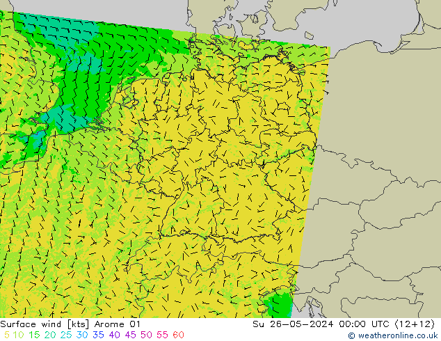 Bodenwind Arome 01 So 26.05.2024 00 UTC