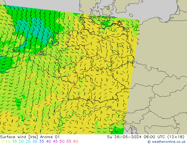 Surface wind Arome 01 Su 26.05.2024 06 UTC