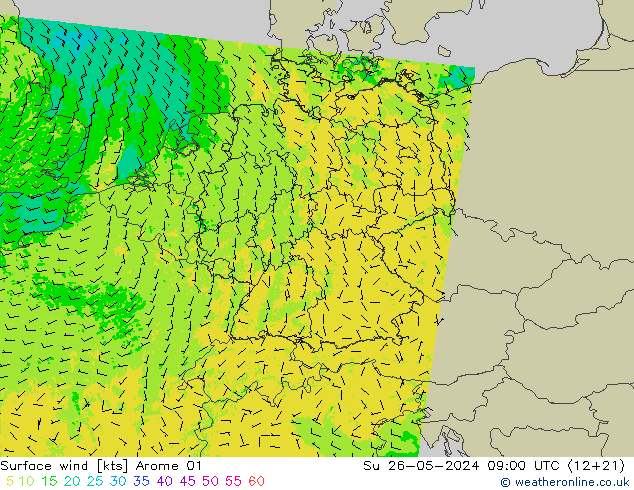 Surface wind Arome 01 Su 26.05.2024 09 UTC