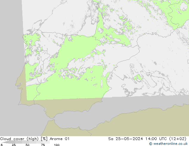 vysoký oblak Arome 01 So 25.05.2024 14 UTC
