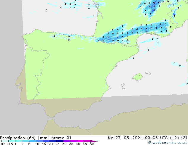 Precipitação (6h) Arome 01 Seg 27.05.2024 06 UTC